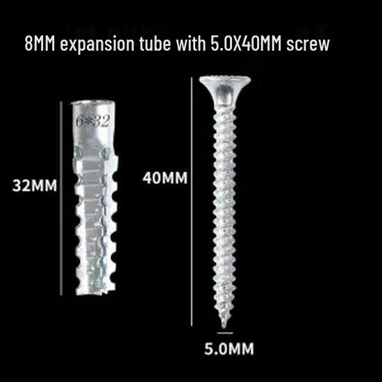 8mm X 6mm Metal Self-Tapping Expansion Plug Set with Extended Drywall Screw