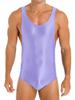 Mens Glossy Stretchy Sleeveless U Neck Leotard Skinny Jumpsuit Wrestling Singlet