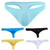 Men Sexy Thong Low-rise U-Convex Solid Color Briefs Elastic Waistband Slim Fit Solid Color Ice Silk Underwear Daily Wear