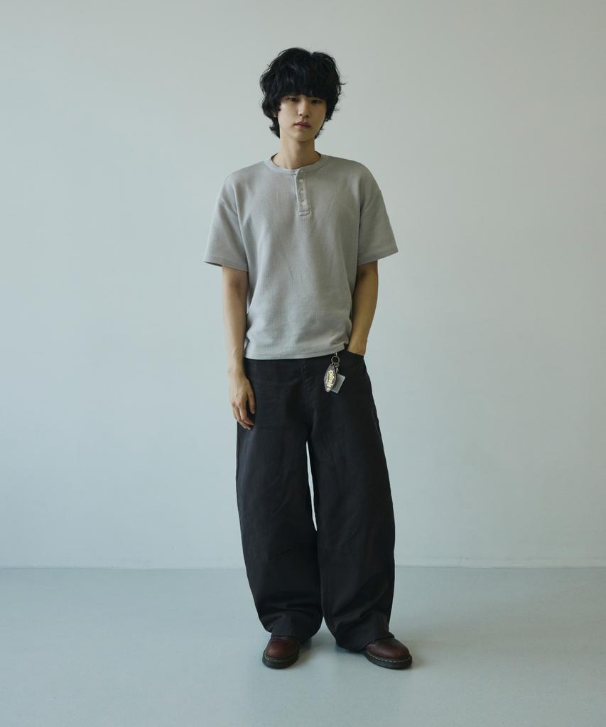 SIGNATURE Summer Wide Curved Dart Cotton Pants [Charcoal]