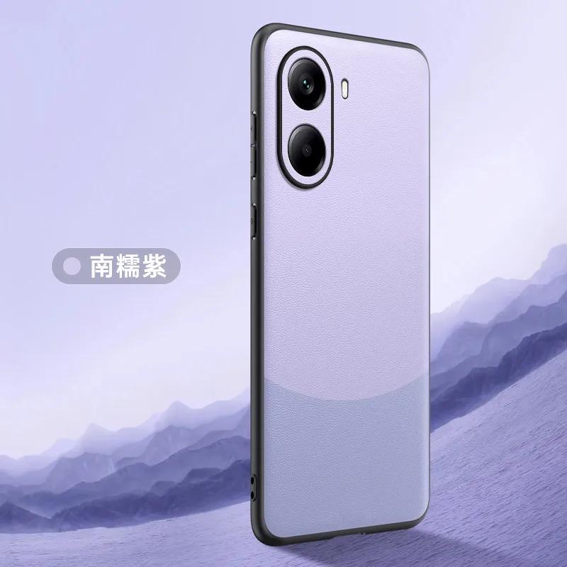 

Чехол для телефона из натуральной кожи для POCO X7 Pro M7 Pro, противоударный бампер, матовый мягкий чехол-рамка для Xiaomi Redmi Turbo 4 Redmi Turbo 4 фиолетовый