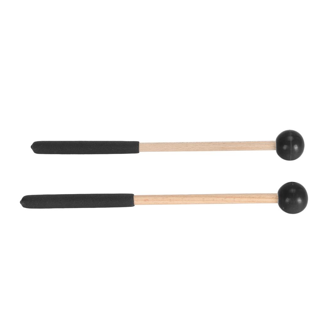 1 Pair Percussion Mallet Rubber and Maple Multifunctional Tongue Drum Mallet for Concert Black