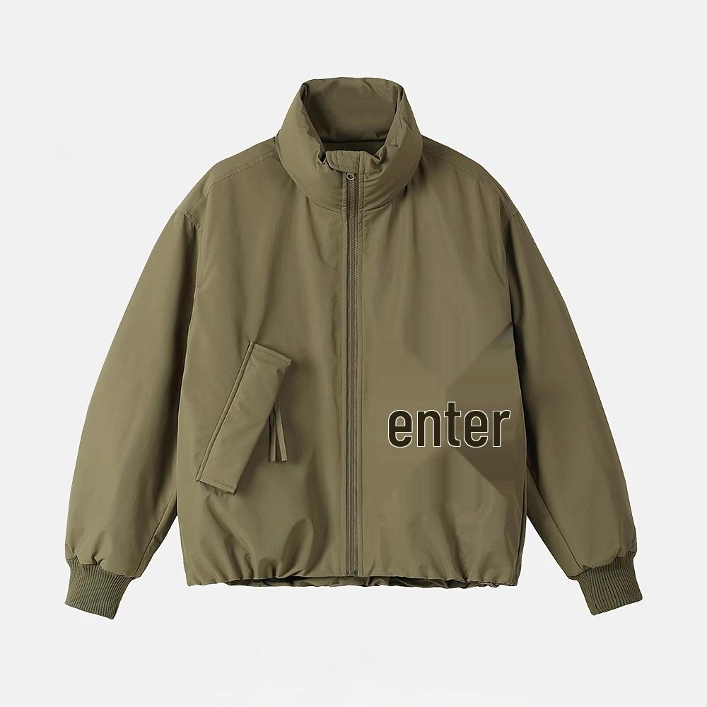 Japansk Retro Vinterjacka i Bomull med Ståkrage