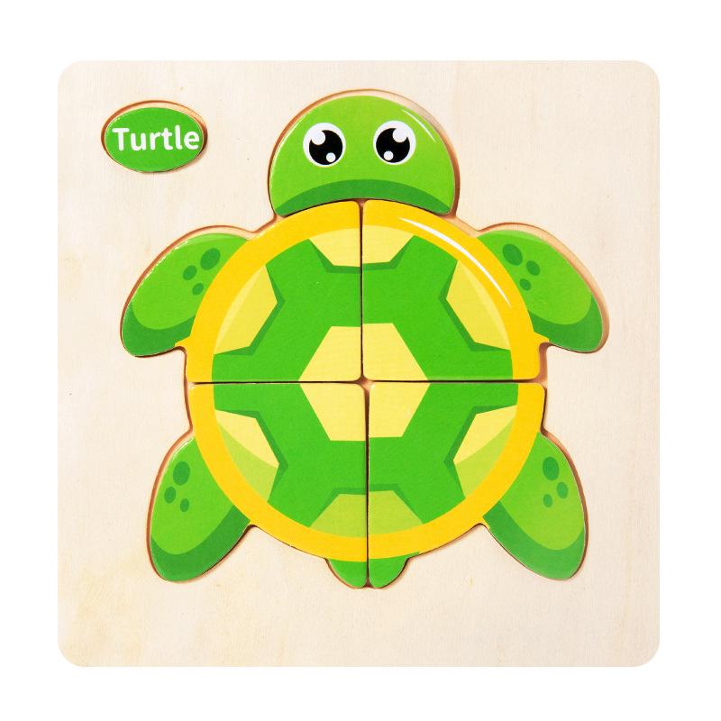 Children's 3D Wooden Animal & Transportation Shape Puzzle for Early Education