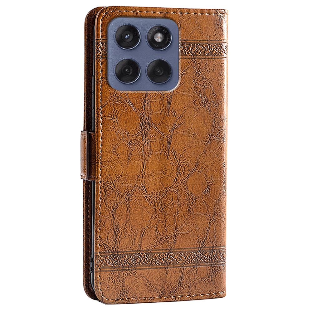 For Motorola Edge 60 Fusion 5G Case Flower Imprint Wallet Leather Phone Cover with Side Buckle