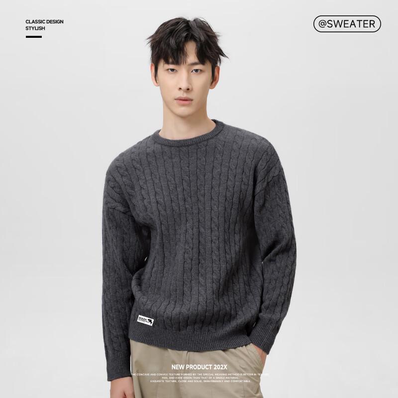 Mark Fairwhale Men's Cable Knit Round Neck Sweater