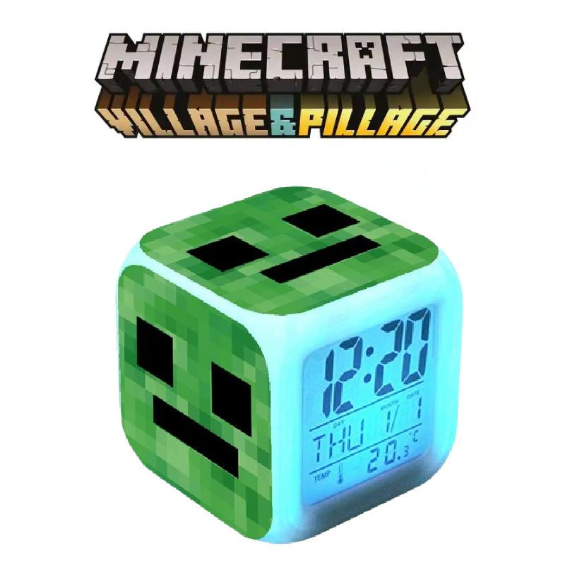 Colourful Minecraft Changing Alarm Clock With Lcd Screen Calendar For Home Use