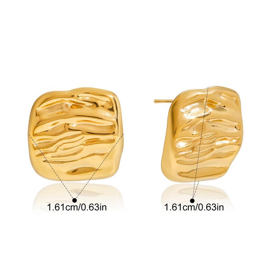 Yori Fashion Stainless Steel Hammered Pleated Geometric Square Earrings for Women Elegant Chic Attractive Jewelry Gift