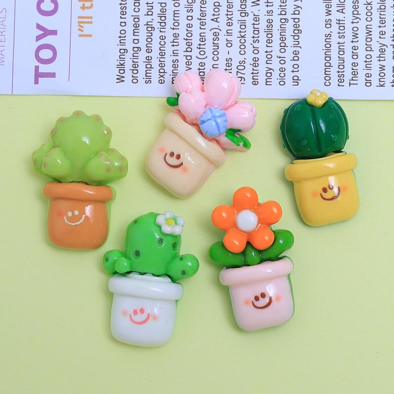 Cute Cartoon Plant Pot Resin Shoe Buckle & DIY Jewelry Hair Clip Accessories.