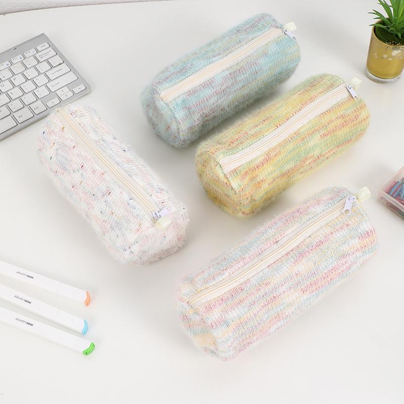 Plush Cartoon Pen Case With Large Capacity For Girls Stationery Storage