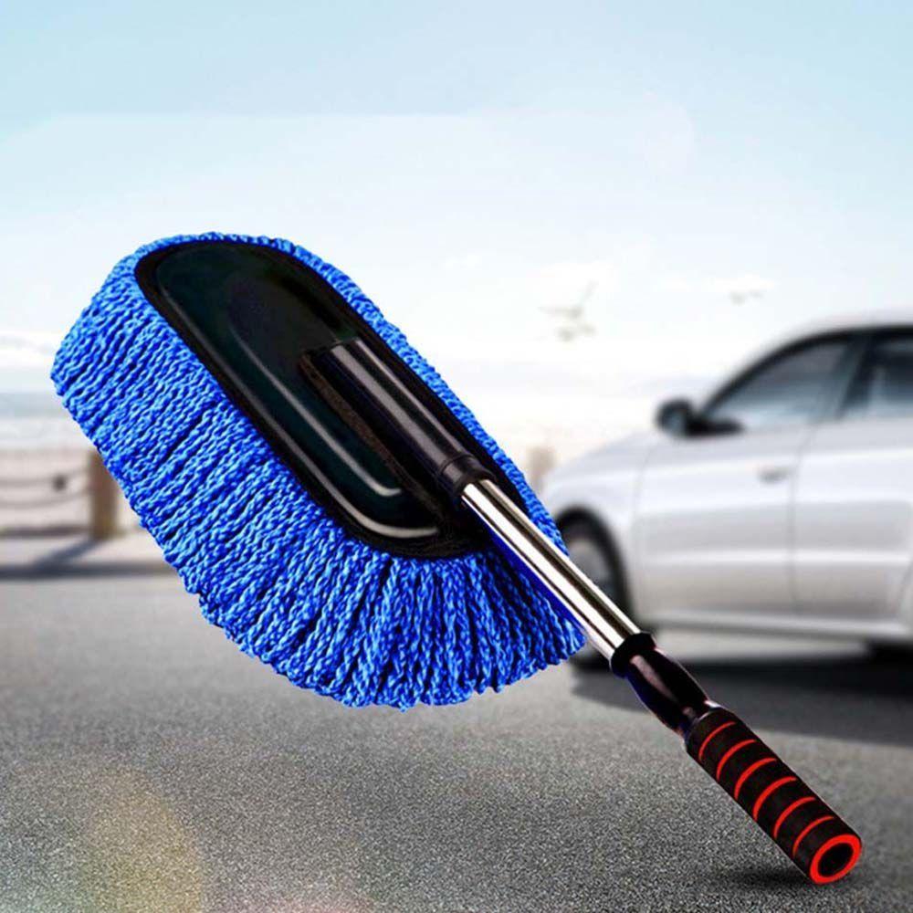 Soft Bristle Car Cleaning Mop Retractable Handle Dust Removal Tool  Vehicle Detailing