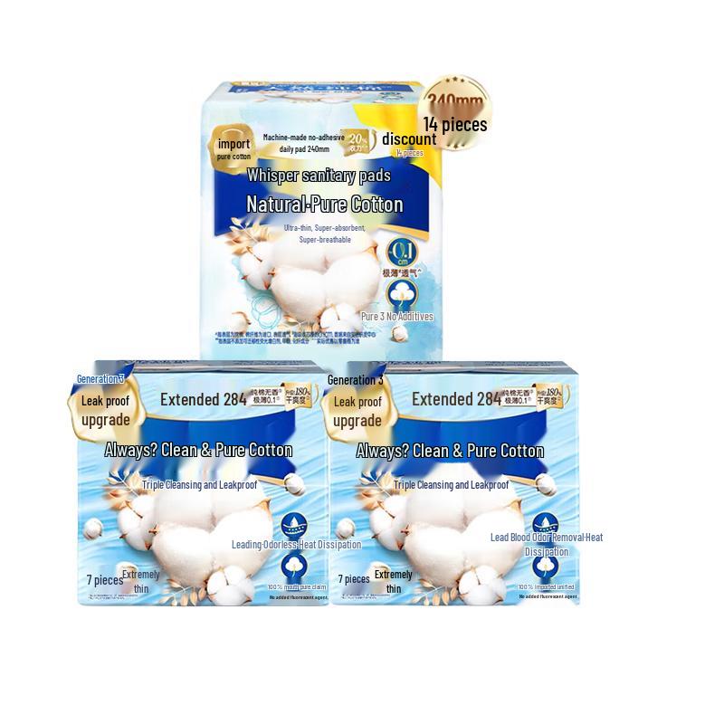 Whisper Pure Cotton Sanitary Pads Combo