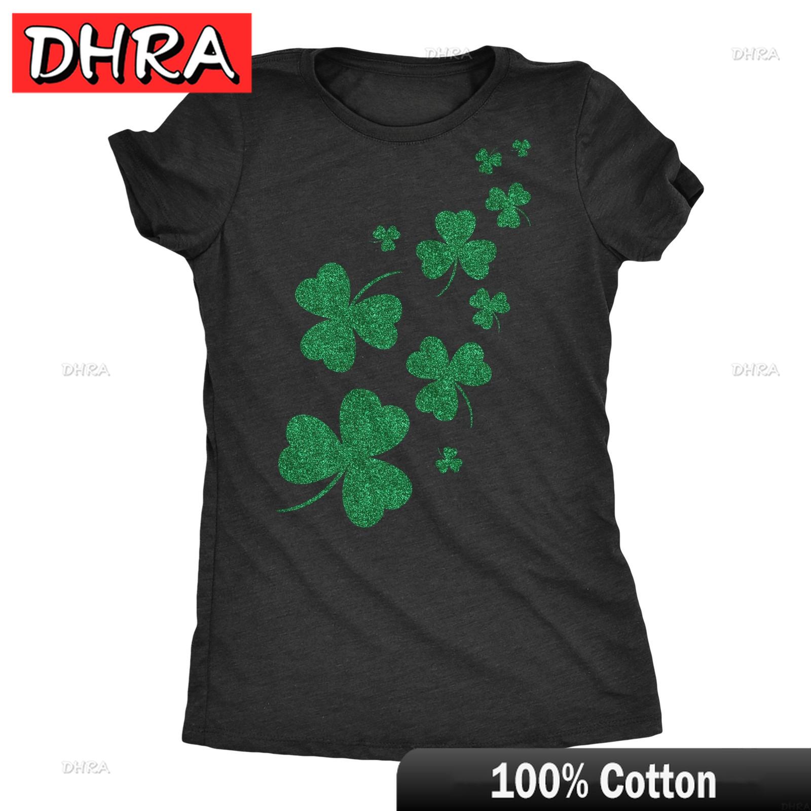 

Womens Glitter Shamrocks T Shirt Funny St Saint Patricks Day Shamrock Clover Tee Stylish Tee Tops Soft Y2K Cool T Shirts Hip Hop S
