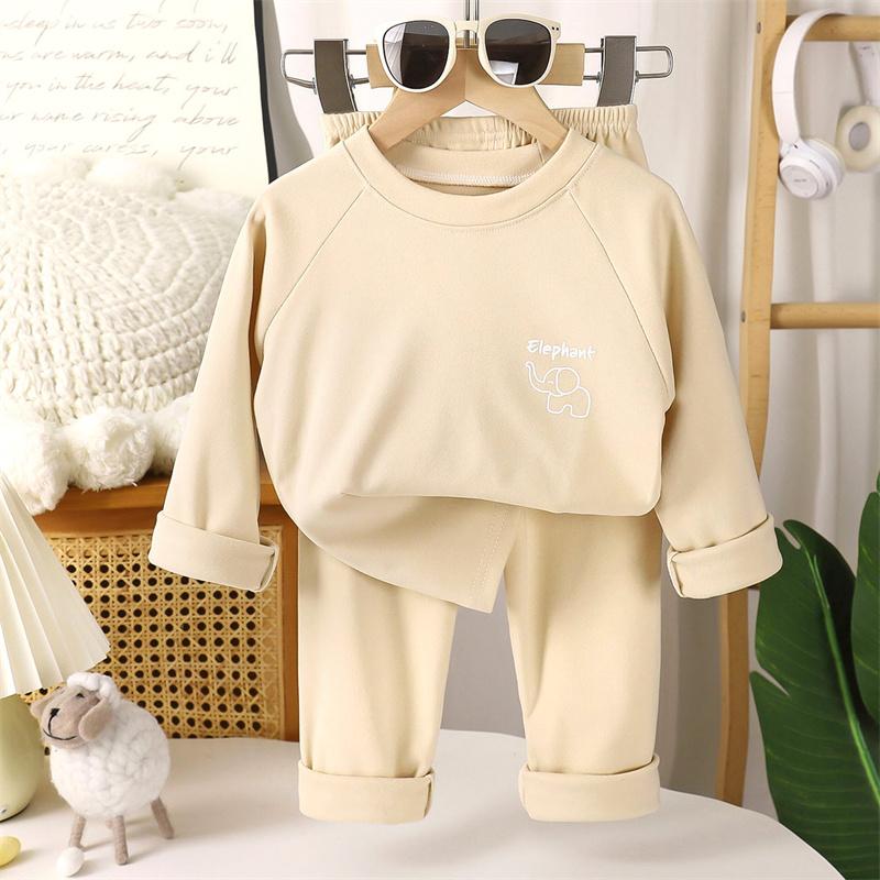 2026 Autumn Children's Round Neck Long Sleeve Set Baby Two Piece Set Cartoon Velvet Set