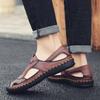 Fashion Leisure Walk Mens Sandals Outdoor Male Wading Aqua Shoes Retro Style Beach Shoes Simple Roman Shoes Casual Leather Summer Flats