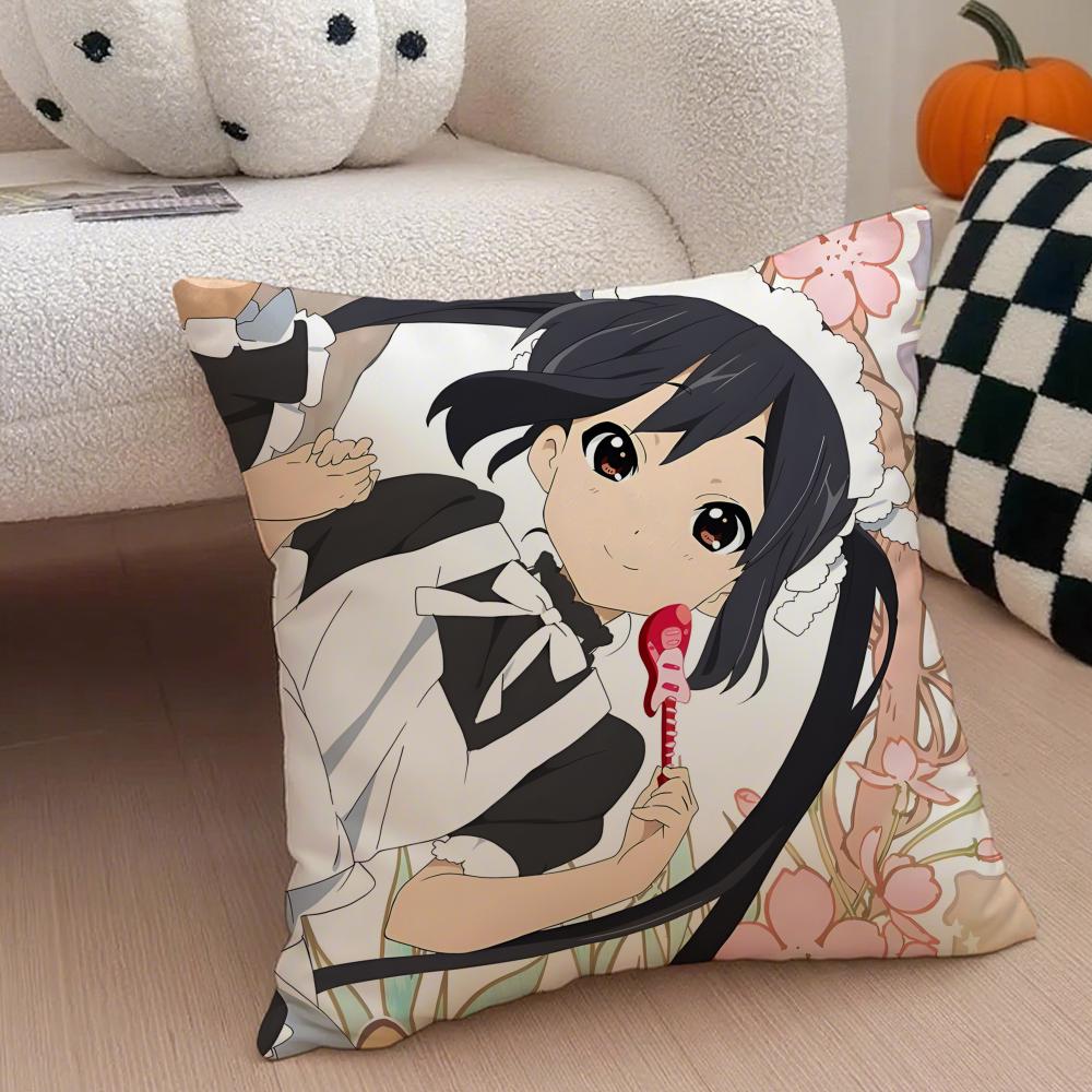 Classic cute Anime K-K-ON Pillow Case Anti-dustmite Pillowcase Invisible zipper silky short plush Sofa cushion cover 12x12Inch