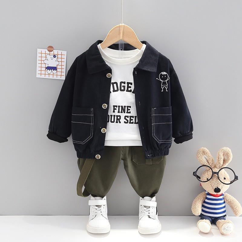 Toddler Boys 3-Piece Set Casual Outfit Cartoon Jacket Pants Top