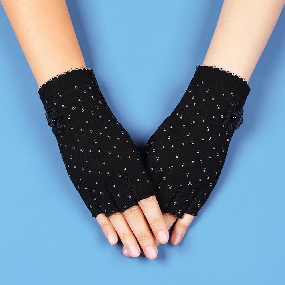 Sunscreen Gloves with Thin Fingers for Women In Summer Driving and Riding Anti Slip UV Tea Picking Manicure Half Finger Gloves