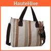 Large Capacity Striped Canvas Tote Bag Autumn Winter 2023 New Street Style Casual Shoulder Crossbody Bag