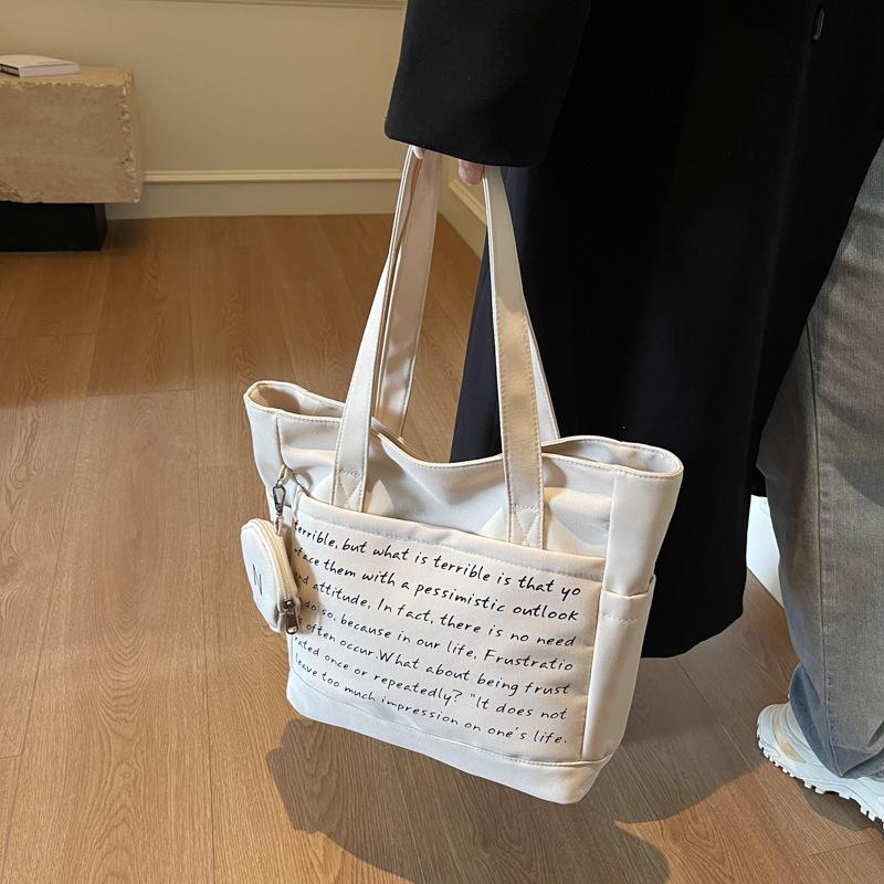 Канвас сумка женская большая вместимость 2025 новый работа портативная на плечо студентка класс тканевая сумка сумка-тоут для поездок на работу