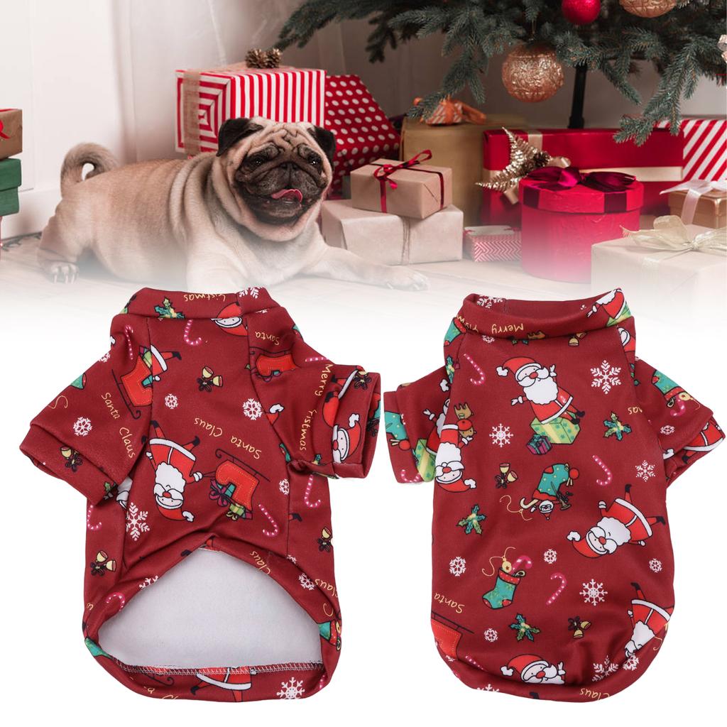 Pet Sweater Red Santa Lovely Cartoon Printing Warm Dog Christmas Clothes for Small Pet Christmas Costume