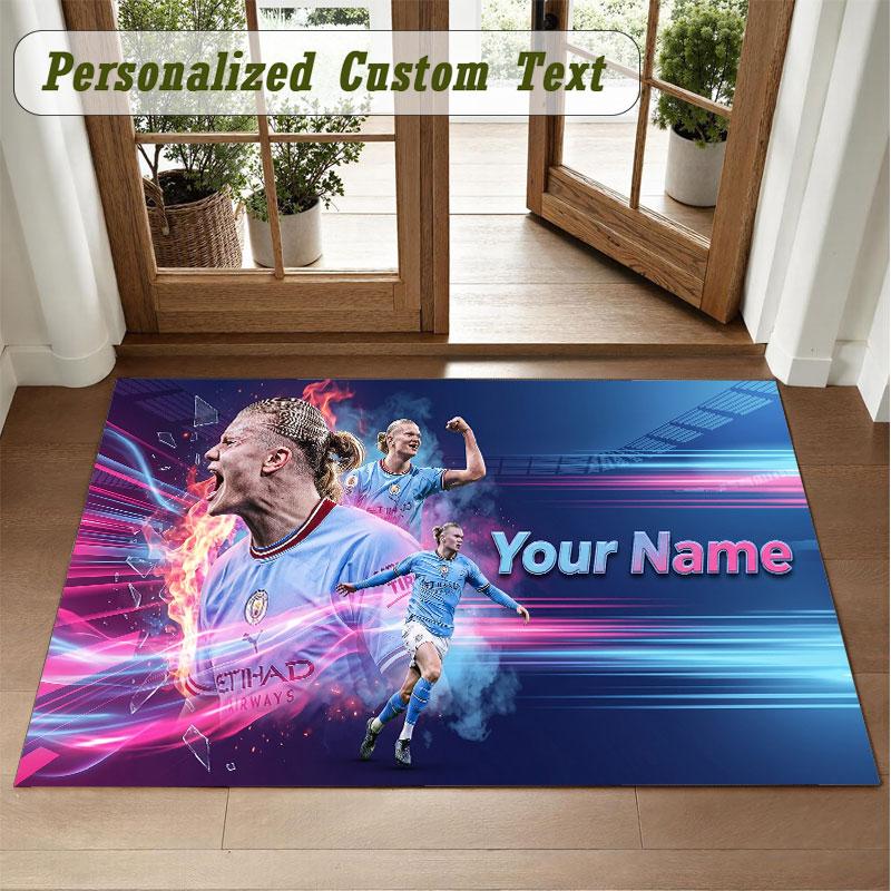 Crystal Velvet Square Rug Custom NameErling Haaland Pattern Non Slip Home Floor Decor Rug