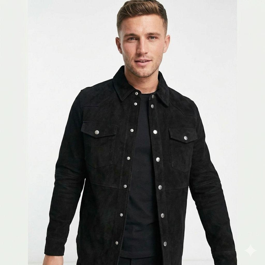 Handmade Men’s Black Suede Real Soft Lambskin Leather Stylish Biker Jacket Fit