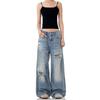 JYL Unisex Straight Jeans Cross-Border American Lightning Loose Trendy Couple Denim Pants