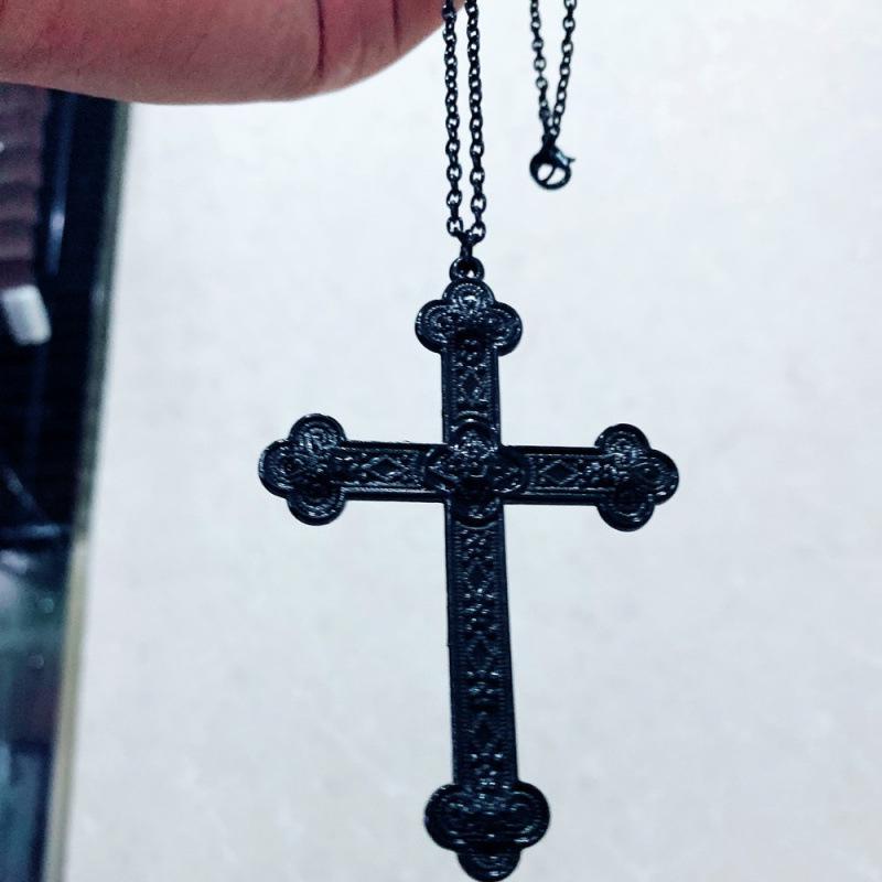 Electrophoretic Black Zinc Alloy Cross Pendant Necklace