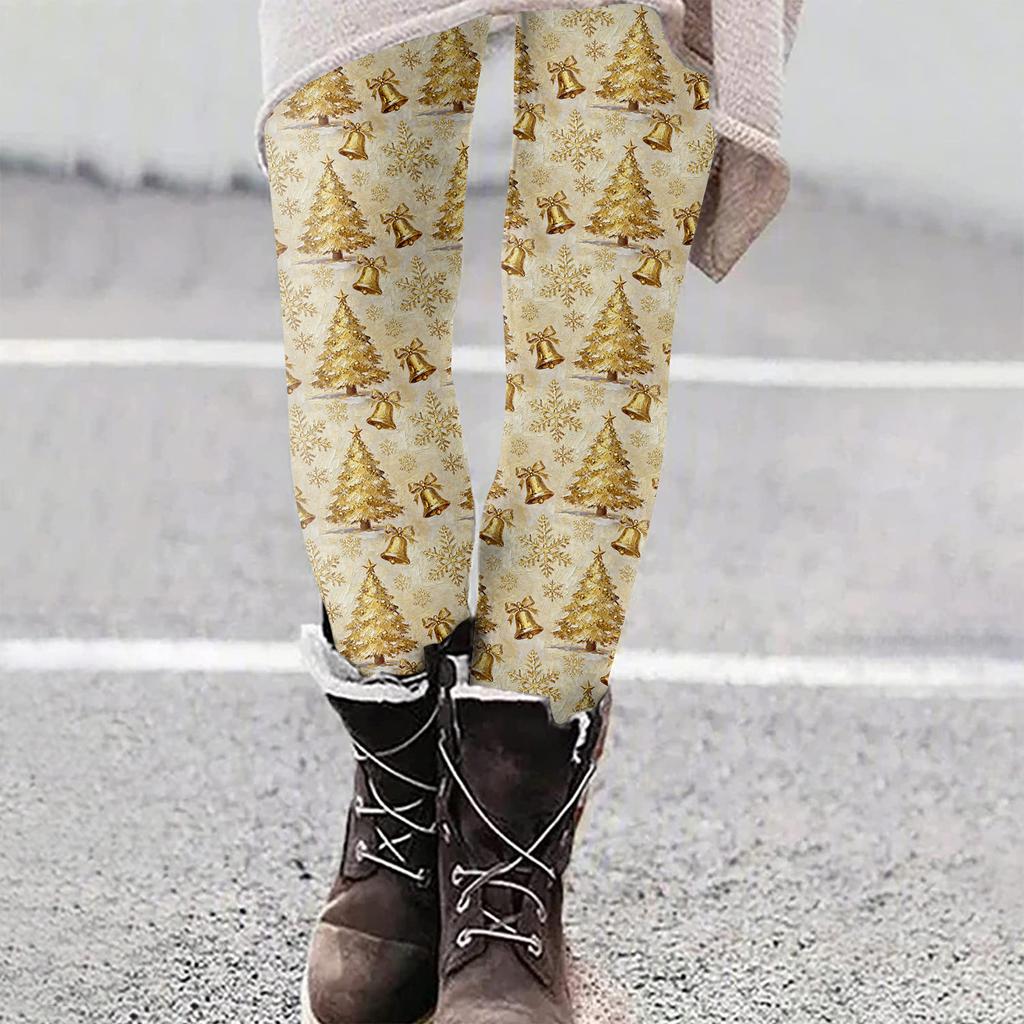 Women's Christmas Print Slim Fit Elastic Yoga Casual Pants