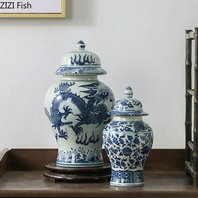 Classical Blue and White Porcelain General Jar Ceramic Candy Pots Tea Caddy Cereal Dispenser Storage Jars Cosmetic Containers
