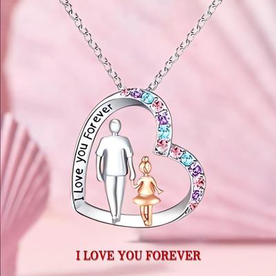Love You Forever Colorful Diamond Heart Pendant Necklace Women's Jewelry Cover