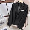 Women Black Short College Style Blazer Slim Fit Office Jacket Elegant Versatile