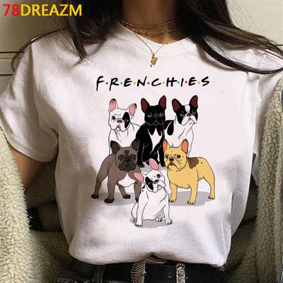 French Bulldog Bull Terrier Top Tees Female Print Japanese Kawaii Grunge White T Shirt Top Tees Women T Shirts