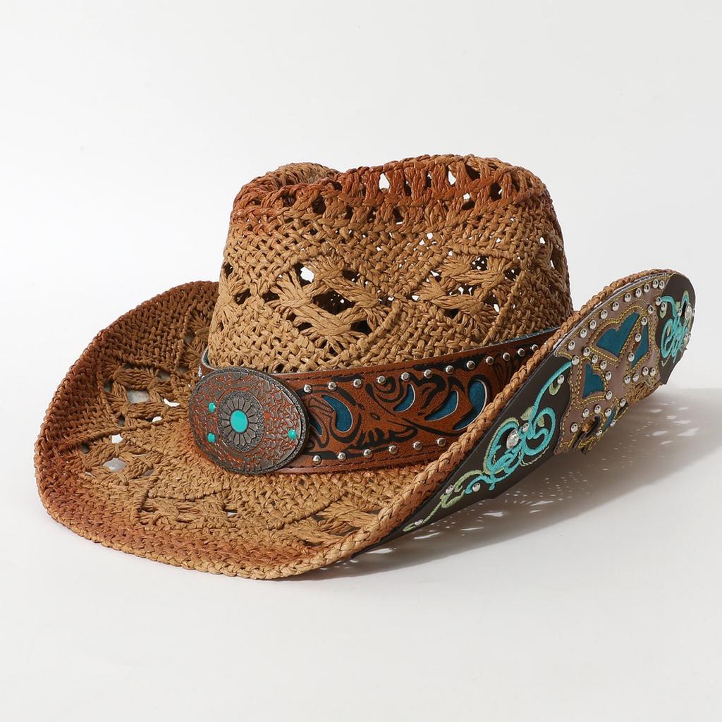 2026 Embroidery Accessories Straw Cowboy Hat for Women and Men – Western Sun Hat for Country Concert Rodeo and Cowgirl Outfits