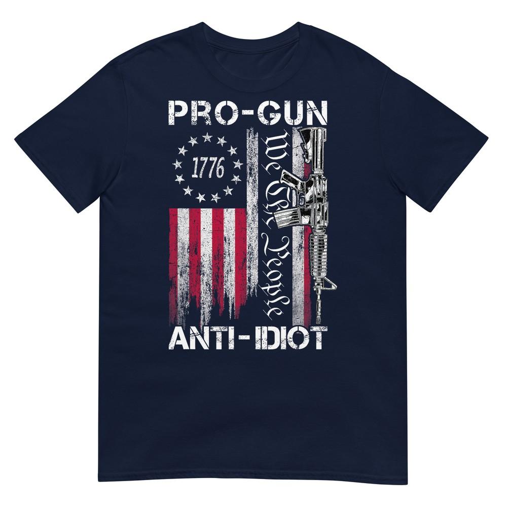Pro Gun Anti Idiot Shirt Vintage Usa Flag 2nd Aunisexdunisext Tshirt S