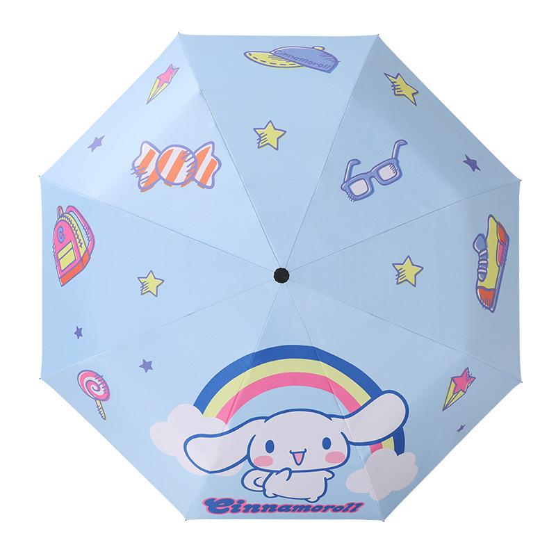 Cartoon Digital Automatic Tri-fold Sun and Rain Umbrella, Folding Umbrella, Black Coating UV Protection, Sunshade, Sunshade Umbrella Manufacturer
