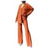 Women's 2 Piece Casual Outfits Long Sleeve Button Down Shirt High Waist Long Pants Loungewear Streetwear