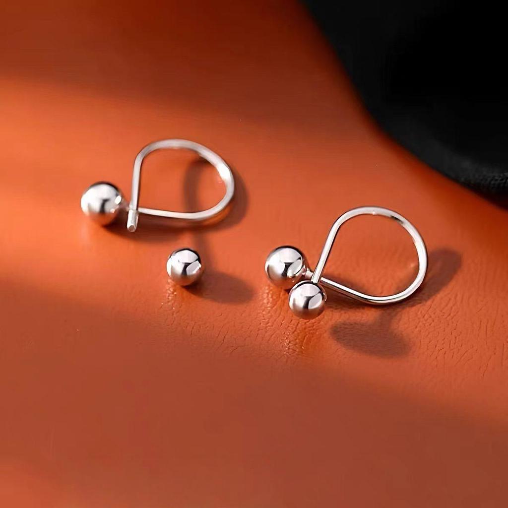 Minimalist Ball Cross Screw Buckle Earrings for Girls – Simple, Niche Design Pierced Ear Ornaments
