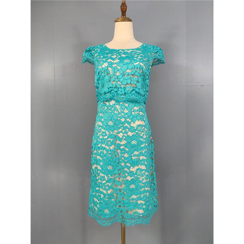 

Export Single Re Home Commuting Fashion Elegance All-Match Lace Waist-Tight Slim Looking Elegant Accessible Luxury Flab Hiding White Dress Green UK12