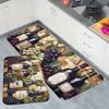 1Pcs Anti Fatigue Kitchen Rugs Wine Purple Grapes Vine Print Waterproof Non Slip Thick Cushioned Kitchen Mat Heavy Duty Comfort