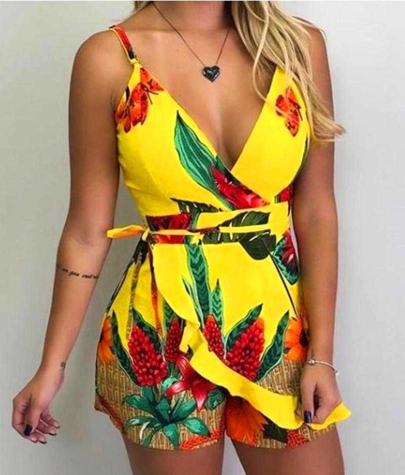 Women Sleeveless Sequins Sexy Trade Printed Casual Slim Jumpsuit