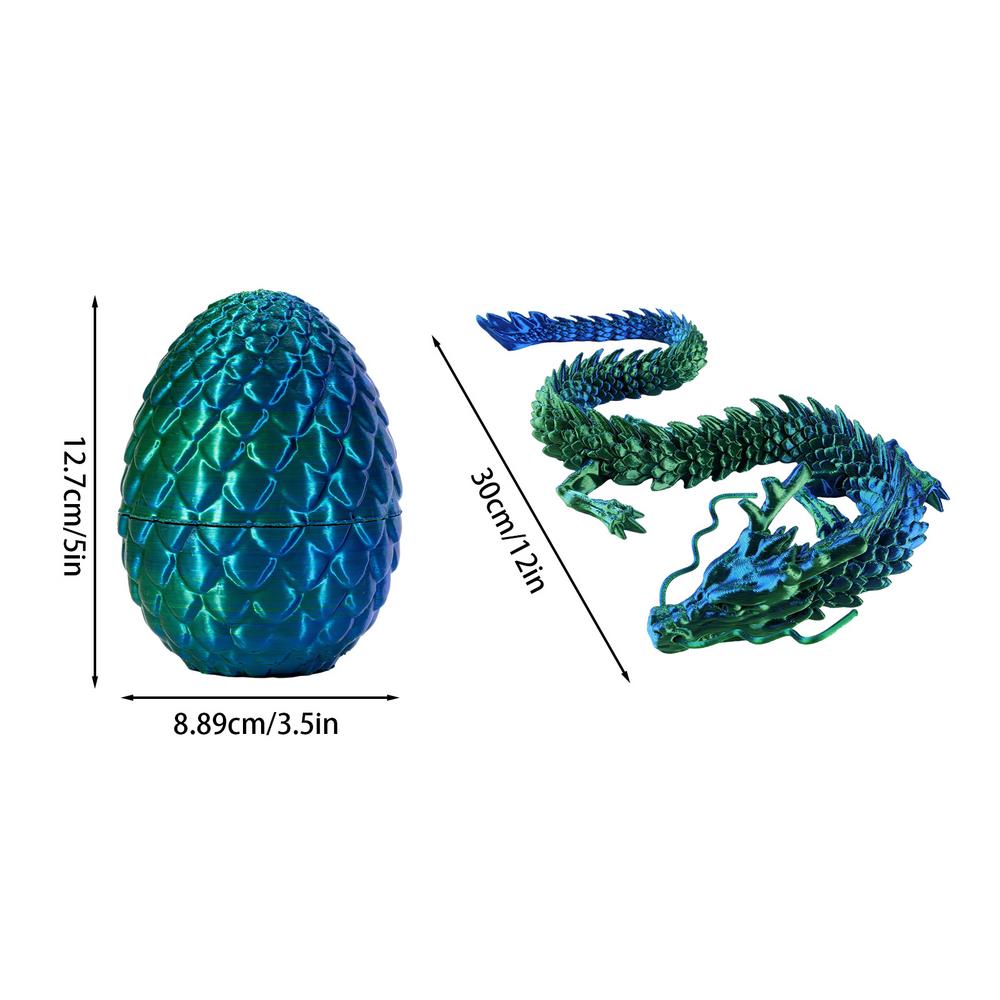 3D Printed Gem Dragon Crystal Dragon Egg Rotatable And Poseable Joints 3D Articulated Dragon Toys For Autism Kids Gifts