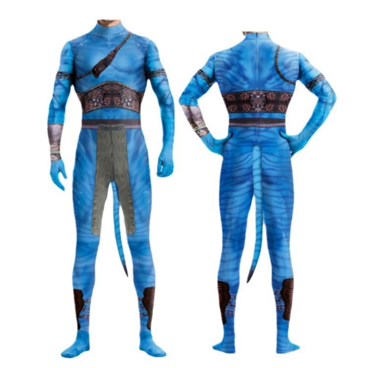 Anime Movie Avatar 2 Male and Female Tails Same Cosplay One-piece Tight Clothes