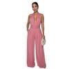 AJ4481 Europäischer & Amerikanischer Stil Damen Freizeit Ärmellos Rückenfrei Weiter Bein Jumpsuit
