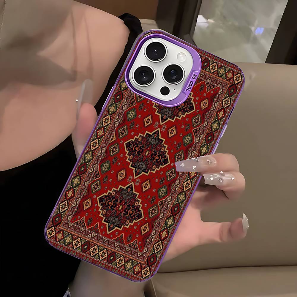 Persian Carpet Floral Art Phone Case For IPhone 16 15 14 13 17 Pro Max 11 12 Colorful Shockproof Cover