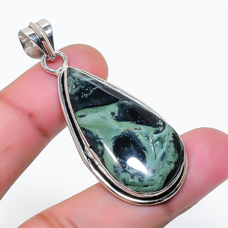 Natural Kambaba Jasper Gemstone 925 Sterling Silver Jewelry Pendant 2.01  AP-14861