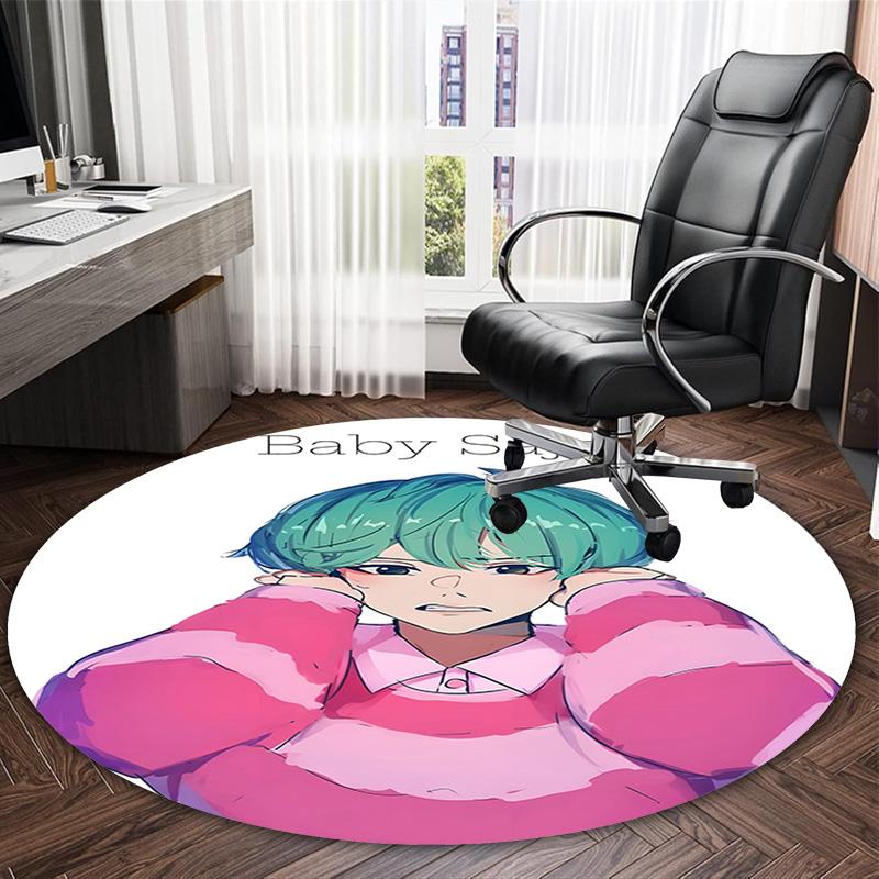 1pc KPop Demon Hunters SAJA BOYS2 Print Round Carpet Chair Round Carpet Suitable for Bedroom Living Room Home Decorative Carpet