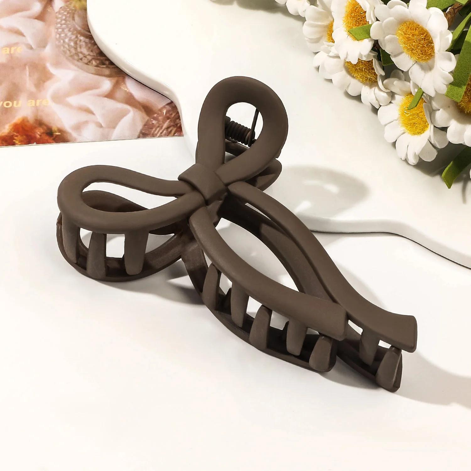 

1pc New Jelly colored Bow Grip Clip, Back of Head Disc Hair, Shark Clip Feeling, Simple Large Hairclip Grip Clip