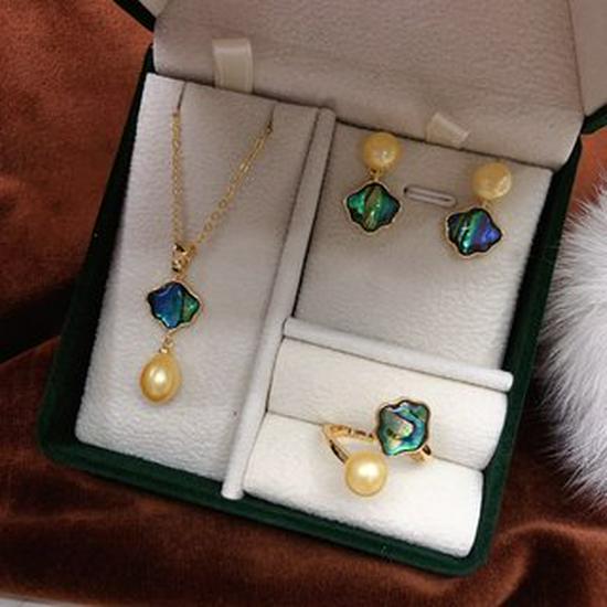 Abalone White Shell & Freshwater Pearl Scallop Necklace Set - Three-Piece Light Luxury, TikTok Bestseller 7-8